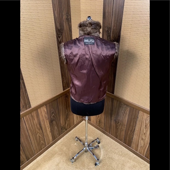 MUSI CANADA BROWN SHEARED & LONG HAIRED BEAVER TRIM FUR VEST JACKET SMALL 2 - 4 - Picture 10 of 11